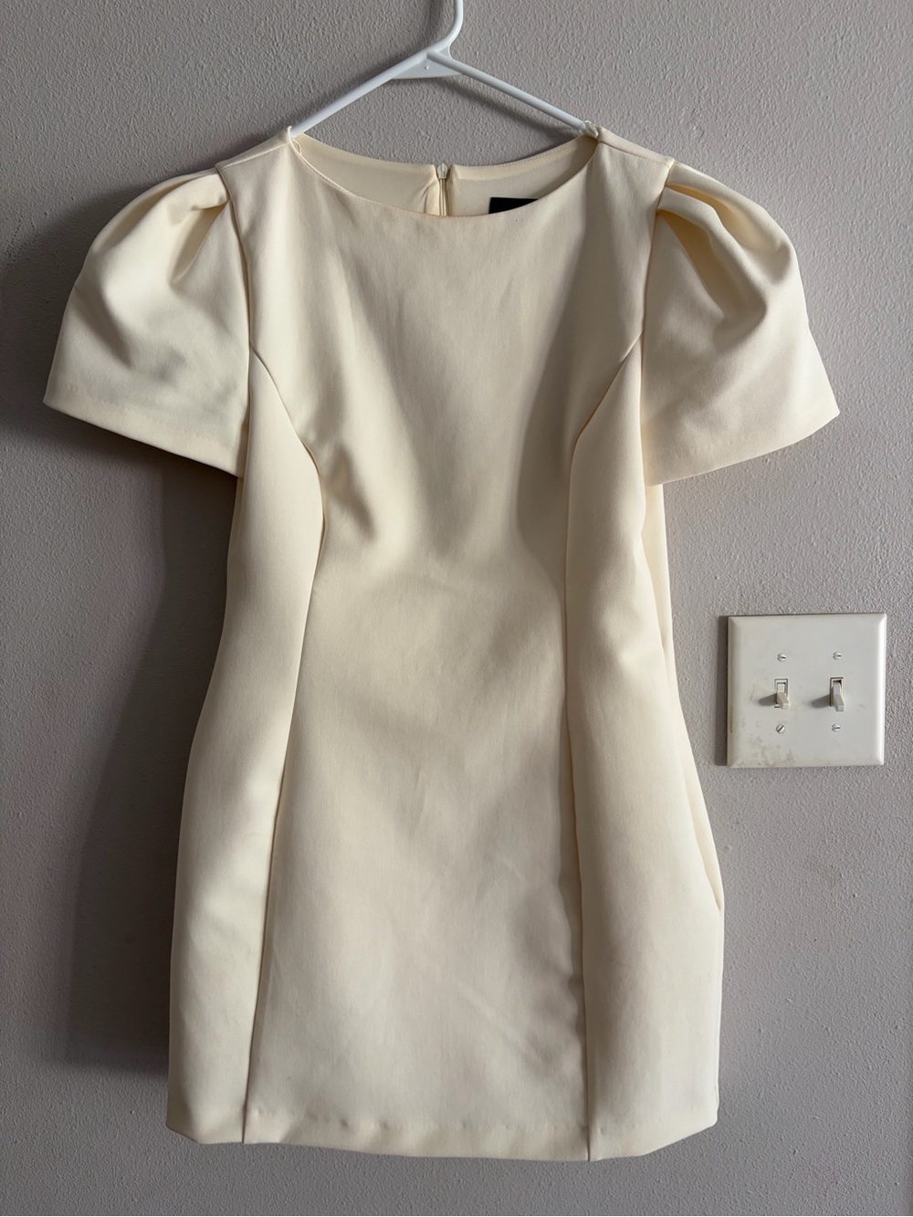 Zara Cream Puff-Sleeve Mini Dress